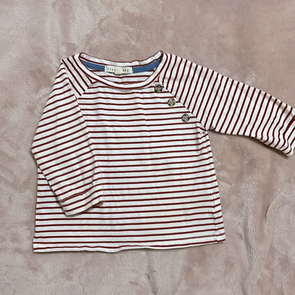 Toddler striped shirt with cute button detail on front